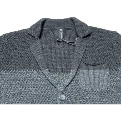 ☆タグ付き新古品☆ MADE IN ITALY製 GIANNI LUPO テーラードジャケット型ニットカーディガン ブラック×グレー Lサイズ