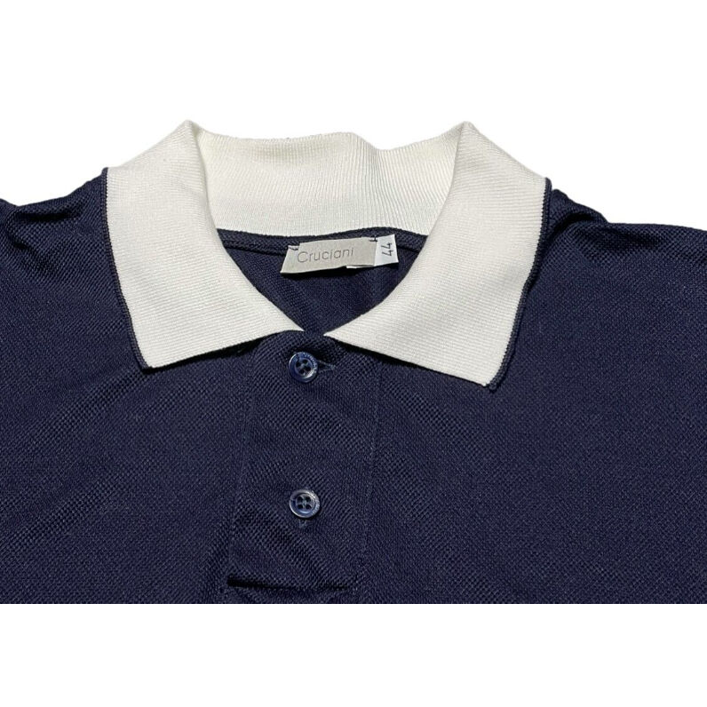 Crucianiクレリック半袖鹿の子ポロシャツネイビー44干場ひbeams BEAMS取り扱い】MADE IN ITALY製 Cruciani クレリック半袖鹿の子ポロ
