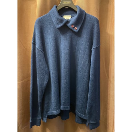 【伊勢丹取り扱い】MADE IN BELGIUM製 CHAMAIL 襟付きウールセーター ネイビー 54サイズ