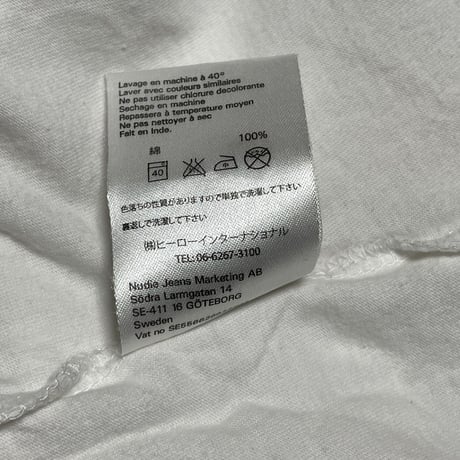 オーガニックコットン使用 Nudie Jeans 半袖クルーネックTシャツ ホワイト Sサイズ