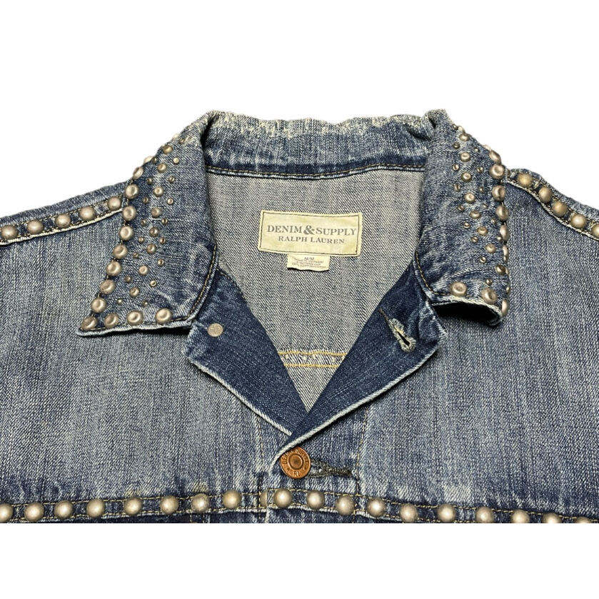 DENIM&SUPPLY RALPH LAUREN スタッズ加工デニムジャケット ライトインデ...