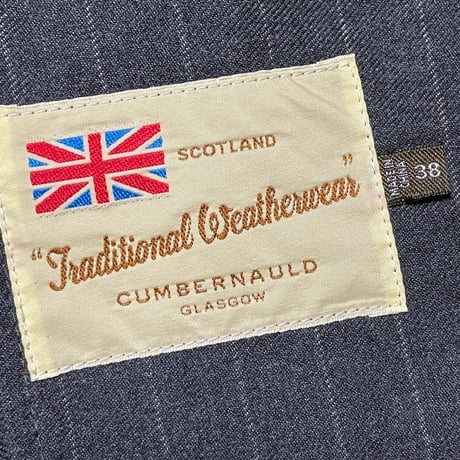 Traditional Weatherwear ストライプ柄コットンウールテーラードジャケット チャコールグレー 38サイズ
