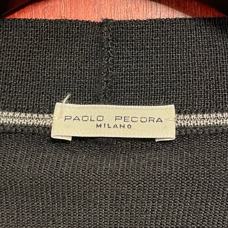 【UNITED ARROWS 取り扱い】 MADE IN ITALY製 PAOLO PECORA ダブル仕様ウールカーディガン ブラック Mサイズ