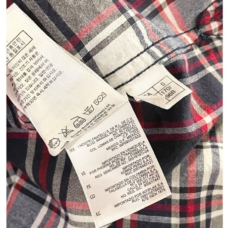 BROOKS BROTHERS Red Fleece チェック柄半袖ボタンダウンシャツ ネイビー×レッド Sサイズ