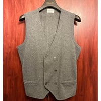 MADE IN ITALY製 Settefili Cashmere ウールカシミヤ ダブルニットジレベスト グレー M/50サイズ