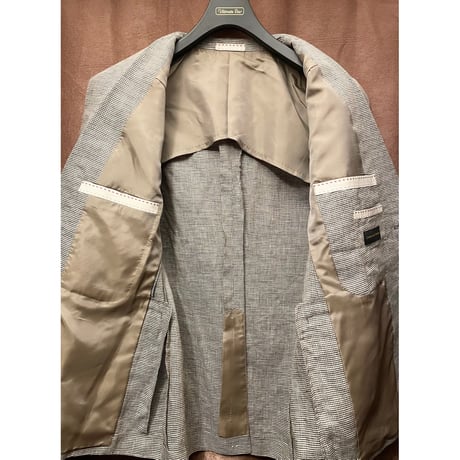 ☆タグ付き新古品☆ CHRISTIAN ORANI Irish Linen ギンガムチェック柄 リネンテーラードジャケット ブラウン AB5サイズ