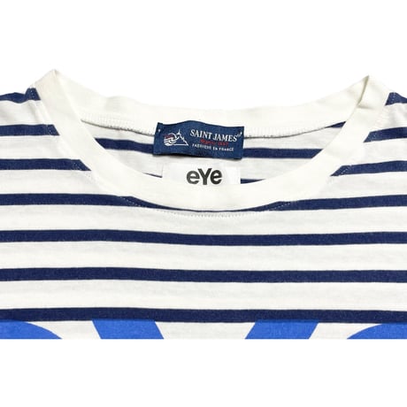 MADE IN FRANCE製 eYe JUNYA WATANABE MAN × SAINT JAMES Wネームボーダー柄カットソー ホワイト×ネイビー Sサイズ