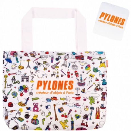 ★新品★ Pylones 折りたたみ式ショッピングエコバッグ ホワイト Fサイズ