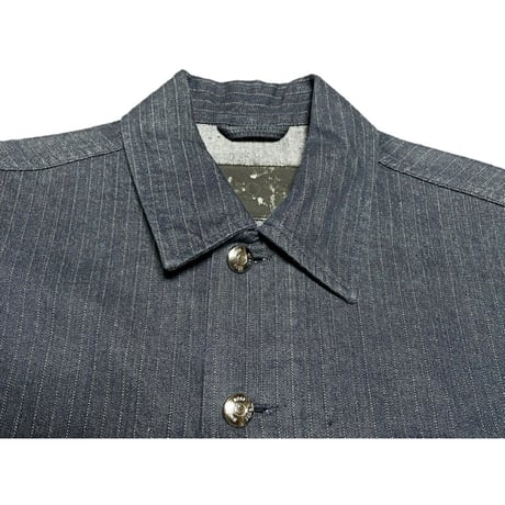 MADE IN ITALY製 HUGO BOSS ストライプ柄デニムジャケット インディゴ 46サイズ