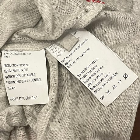 ☆タグ付き新古品☆ MADE IN ITALY製 120% lino ポケット付き半袖リネンTシャツ パールグレー Mサイズ