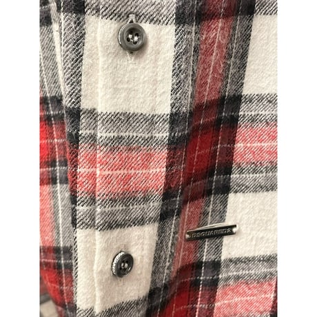 MADE IN ITALY製 DSQUARED2 チェック柄 長袖フランネルシャツ レッド×ホワイト×ブラック 36サイズ