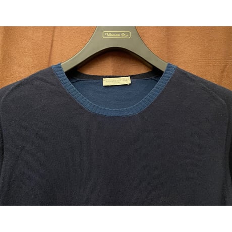 MADE IN ITALY製 roberto collina クルーネックコットンセーター ネイビー 46サイズ