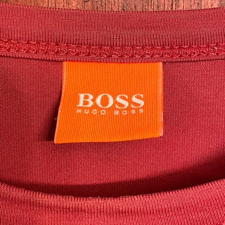 MADE IN PORTUGAL製 HUGO BOSS 長袖プリントTシャツ レッド Mサイズ