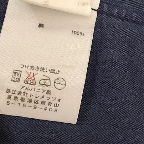 CIT LUXURY シャドーヘリンボーン柄長袖ウエスタンシャツ ネイビー 39-15 1/2サイズ