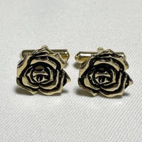薔薇柄カフリンクス アンティークゴールド
