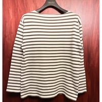 MADE IN FRANCE製 SAINT JAMES ボーダー柄 バスクシャツ ホワイト×ブラウン Mサイズ