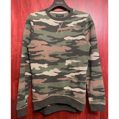 MADE IN ROMANIA製 RIVER ISLAND クルーネックコットンアクリルセーター 迷彩 XSサイズ