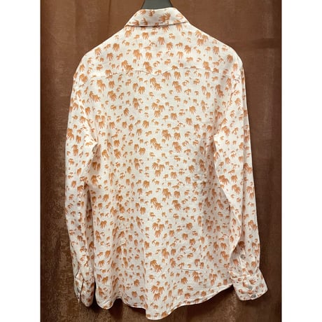 MADE IN ITALY製 BARNEYS NEWYORK 長袖リネンアロハウエスタンシャツ ホワイト 40-15 3/4サイズ