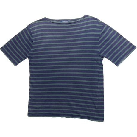 MADE IN FRANCE製 SAINT JAMES ボーダー柄半袖Tシャツ ネイビー×グリーン Mサイズ