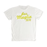 ★新品★ MADE IN ITALY製 MAGLIA 2024年SSモデル「BAR」ポケット付きバックプリントクルーネックTシャツ ホワイト S～Lサイズ