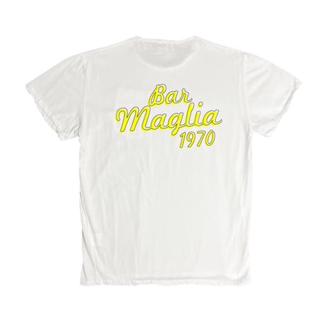 ★新品★ MADE IN ITALY製 MAGLIA 2024年SSモデル「BAR」ポケット付きバックプリントクルーネックTシャツ ホワイト S～Lサイズ