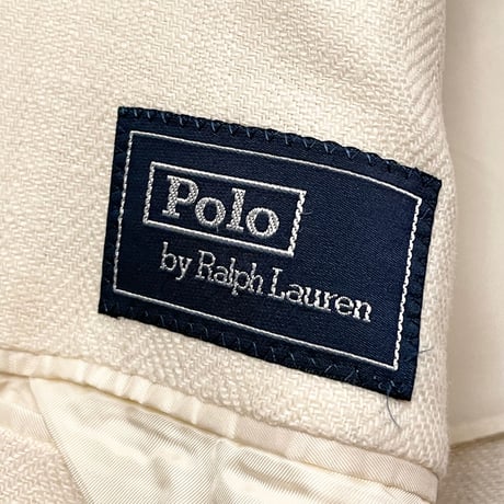 MADE IN ITALY製 Polo by Ralph Lauren リネンテーラードジャケット アイボリー AB7サイズ