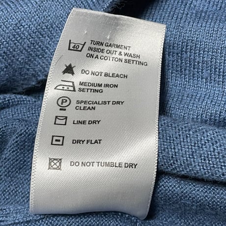 MADE IN GREAT BRITAIN製 JOHN SMEDLEY Vネックコットンセーター ブルー Mサイズ
