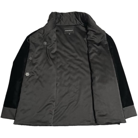 EMPORIO ARMANI ベロアキルティングジャケット ブラック×チャコールグレー 40サイズ