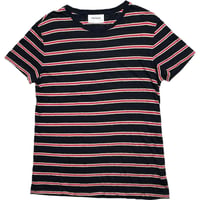【UNITED ARROWS 取り扱い】 MADE IN PORTUGAL製 Harmony ボーダー柄半袖リネンTシャツ ネイビー×レッド Mサイズ