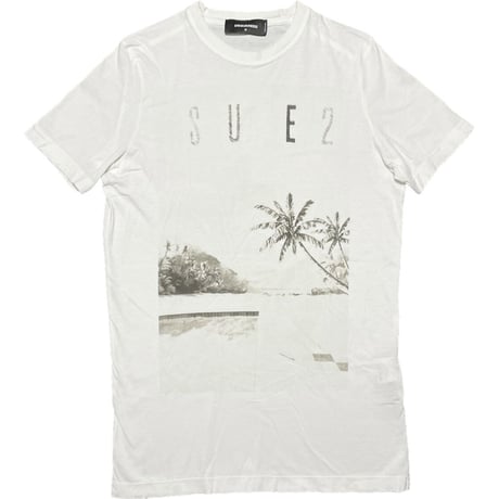MADE IN ITALY製 DSQUARED2 ビーチ柄半袖Tシャツ ホワイト Mサイズ