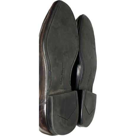 MADE IN ITALY製 Salvatore Ferragamo ホースビットローファー ブラック 8/26cm