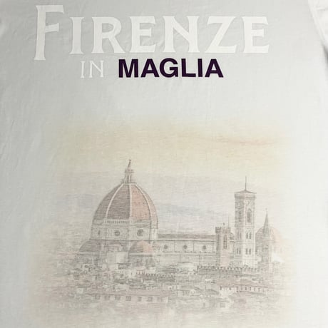 ★新品★ MADE IN ITALY製 MAGLIA 2025年AWモデル 「FIRENZE IN MAGLIA」 イタリア都市 プリント クルーネックTシャツ ホワイト×パープル M～XLサイズ