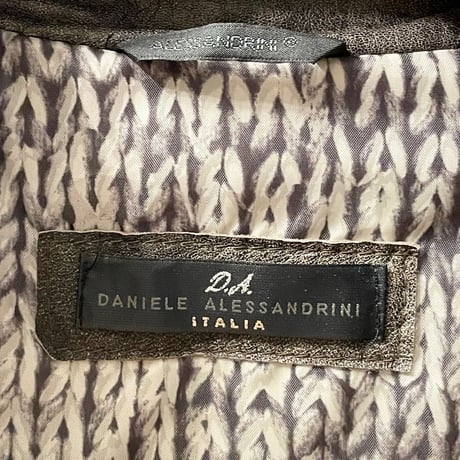 MADE IN ITALY製 DANIELE ALESSANDRINI フルジップレザーライダースジャケット ブラウン 48サイズ