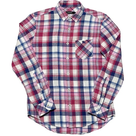 BURBERRY BLACK LABEL チェック柄長袖リネンシャツ ピンク 1サイズ