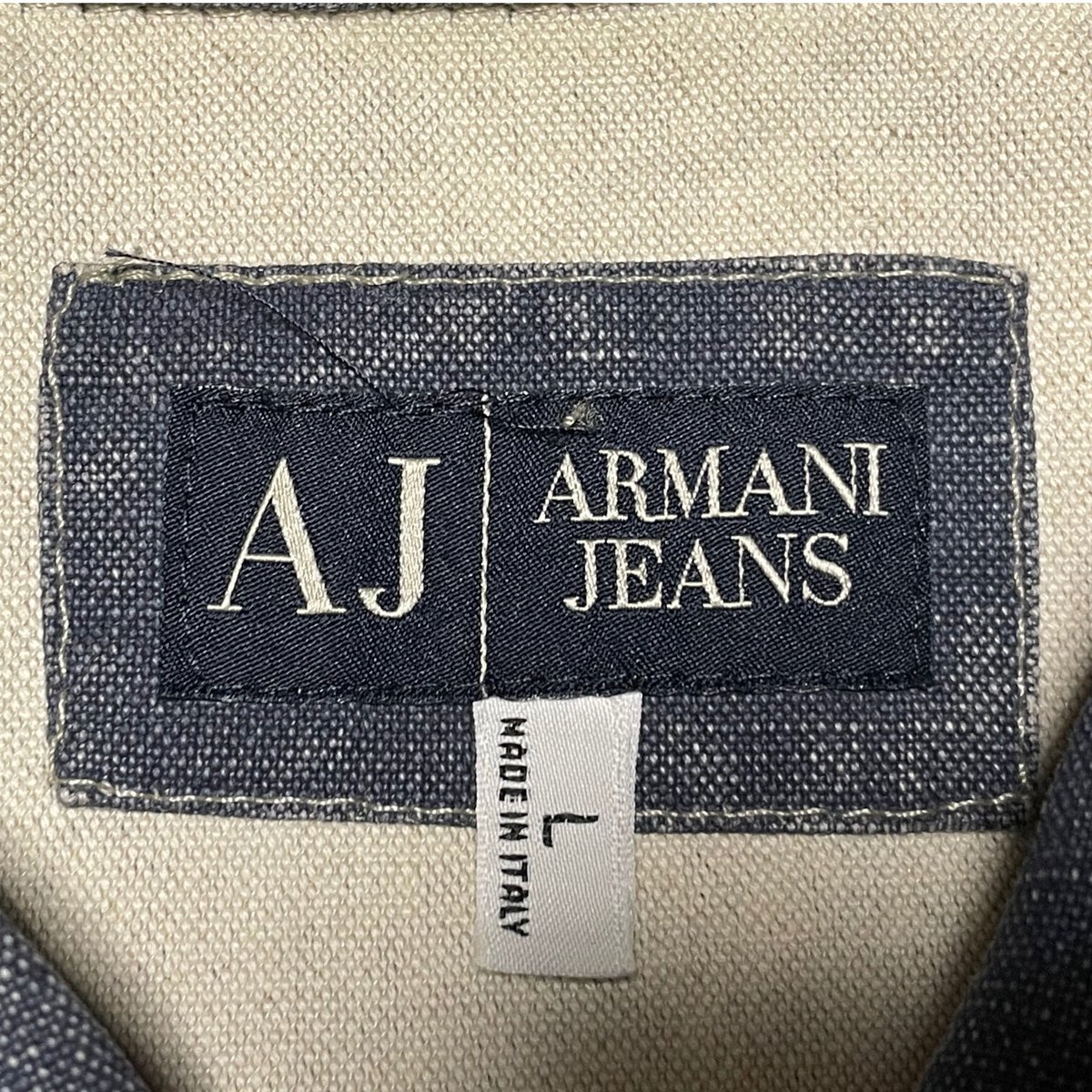 MADE IN ITALY製 ARMANI JEANS 半袖コットンリネンシャツ ライト