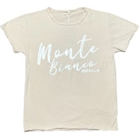 ★新品★ MADE IN ITALY製 MAGLIA 「Monte Bianco」 ロゴプリントクルーネックTシャツ ピンクベージュ S～Lサイズ ユニセックス