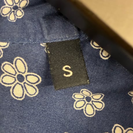 MADE IN ITALY製 ORIAN Vintage Slim Fit 花柄 長袖シャツ ネイビー Sサイズ