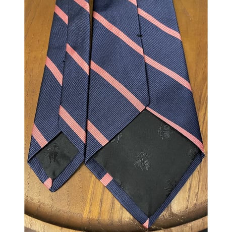 MADE IN USA製 BROOKS BROTHERS 346 レジメンタル柄ストライプネクタイ ネイビー×ピンク