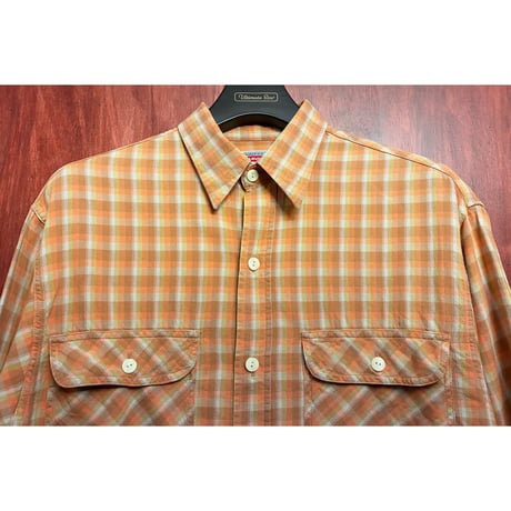 MADE IN PORTUGAL製 90s Levi's AMERICA'S ORIGINAL チェック柄 長袖シャツ オレンジ Mサイズ
