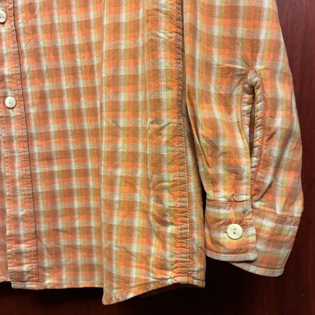 MADE IN PORTUGAL製 90s Levi's AMERICA'S ORIGINAL チェック柄 長袖シャツ オレンジ Mサイズ
