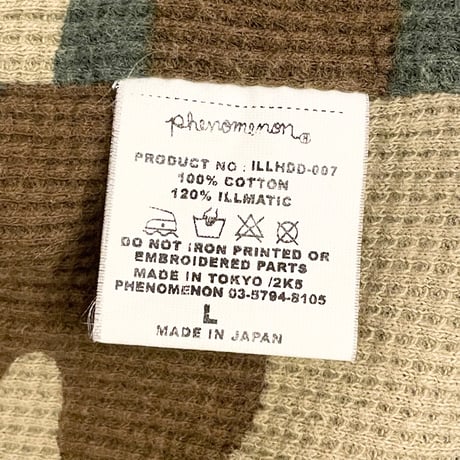 激レア MADE IN JAPAN製 PHENOMENON 2005年モデル 裏サーマル地フルジップ迷彩パーカー 迷彩×ブルー Lサイズ