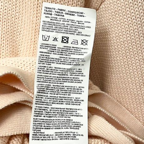 EMPORIO ARMANI リボン付きクルーネックコットンセーター グレー×ピンク 40サイズ