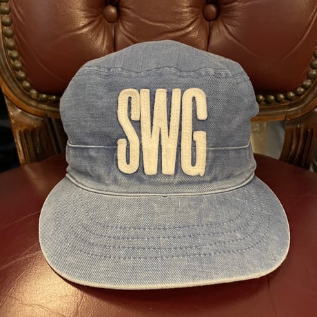 MADE IN JAPAN製 SWAGGER デニムアーミーキャップ ライトインディゴ Mサイズ