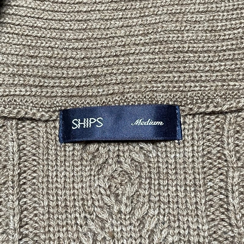 gypsohila ジプソフィア　ペイズリー ニットストール　ブラウン SHIPS ショールカラーケーブルニットカーディガン ブラウン M