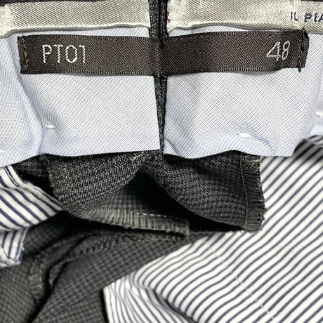 PT01 TRAVELLER Slim Fit 千鳥格子スラックス チャコールグレー 48サイズ