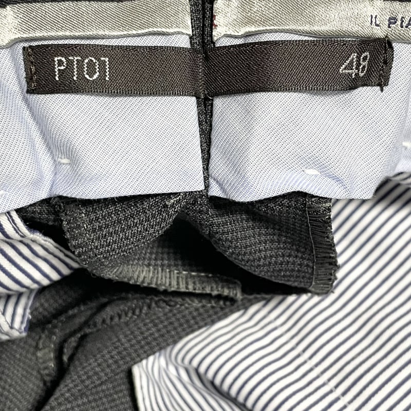 PT01 TRAVELLER Slim Fit 千鳥格子スラックス チャコールグレー 48サイ