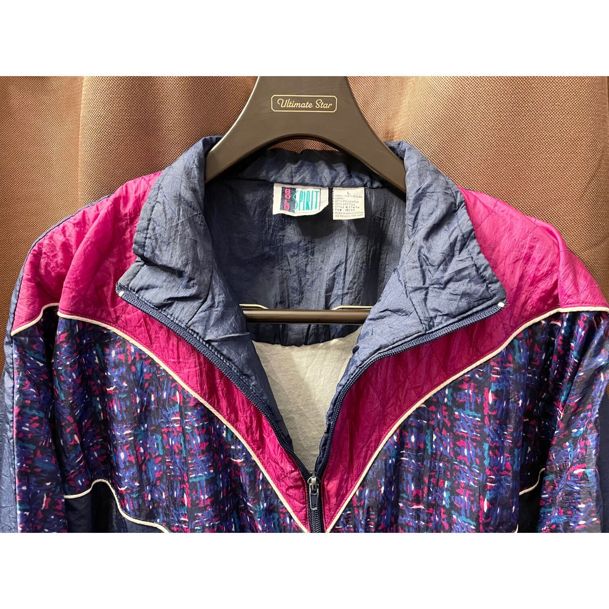新品未使用   フルジップナイロンジャケットネイビーL BOLD SPIRIT フルジップナイロンジャケット ネイビー×ピンク L