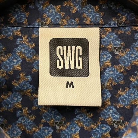MADE IN JAPAN製 SWAGGER 長袖総柄シャツ ネイビー Mサイズ