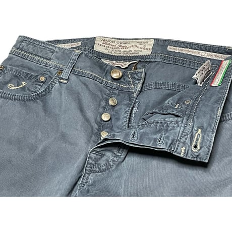 MADE IN ITALY製 JACOB COHEN 688モデル コットンテーパードパンツ グリーングレー W30サイズ