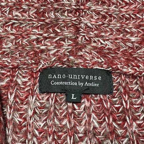 NANO UNIVERSE ショールカラーニットカーディガン エンジ Lサイズ